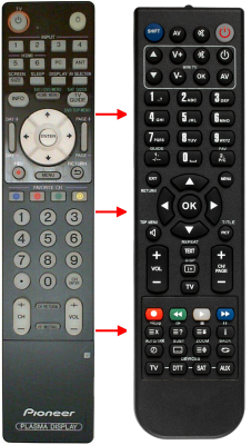 Replacement remote for Pioneer PRO1140HD, PRO1540HD, AXD1531, PRO940HD