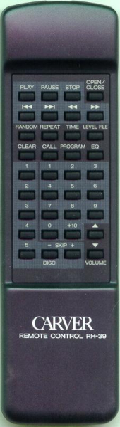 Replacement remote for Carver RH39, SDAM510001, SDA390T