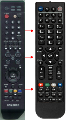Replacement remote for Samsung HLT5075SX, HLT4675SX, HLT5675SX, BP5900124A