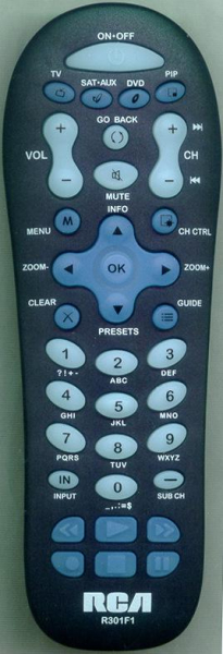 Replacement remote for Rca R301G1, 275331, M50WH92S, L42FHD37YX11