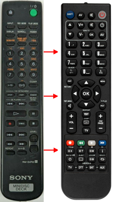 Replacement remote for Sony RMD47M, MDSJE440, MDSJE470, 147605711