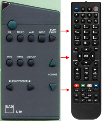 替换的遥控器用于 Nad L40, RCL40