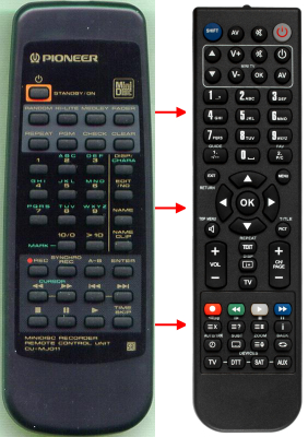 替换的遥控器用于 Pioneer CUMJ011, MJ17D, RPX1131, MJD707