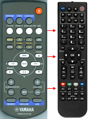 Replacement remote for Yamaha FSR50, WY577800, YHTS401