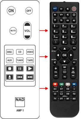 Replacement remote for Nad C316BEE, AMP1, C315BEE