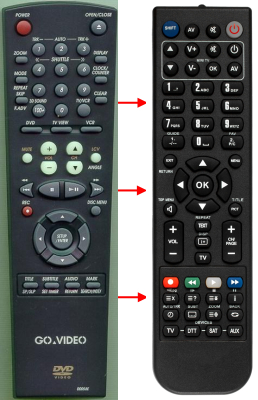 Télécommande de remplacement pour Go Video AC5900058E, DVR104001RM, DVR4000 VER 1, 00058E