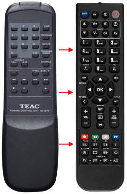 Replacement remote for Teac/teak RC1275, 02170RW89001700, CDRW890