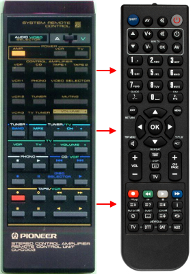Replacement remote for Pioneer C90, CUC003, CU002, AXD1027, C90BK