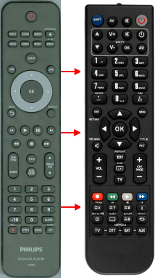 Replacement remote for Philips DVP3355V, NC203, NC203UH
