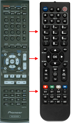 Replacement remote for Pioneer AXD7741, VSX503K, VSX-530-K