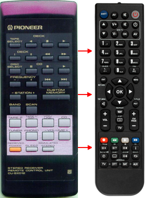 Replacement remote for Pioneer AXD1126, SX2700-3, SX17003, SX2700, CU-SX012