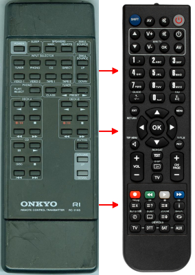 Replacement remote for Onkyo RC-210S, TX-904, 24140210