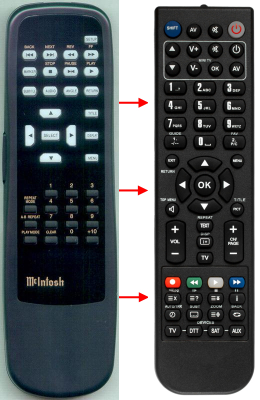 Replacement remote for Mcintosh 12104000, MVP831, HR040, MVP851, MVP841