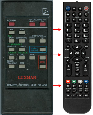 Replacement remote for Luxman RC-406