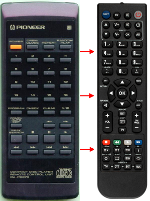 Replacement remote for Pioneer PWW1093, CU-PD070, PD59