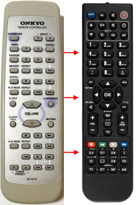 Replacement remote for Onkyo RC-421S, CR305TX, CR305X, CS209, CS210