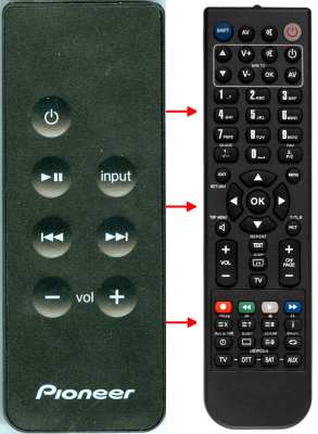 Replacement remote for Pioneer XW-SMA1K, XW-SMA3K, XW-SMA4K, 1023-0000114