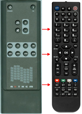 Replacement remote for Anthem INTEGRATED 225I, INTEGRATED 225