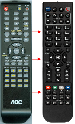 Replacement remote for Aoc S10091013G, LC19W060C