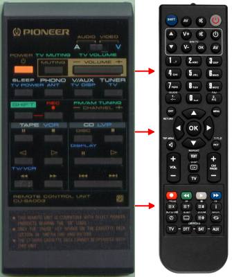 Replacement remote for Pioneer CU-SA003, SA-1280, SA-1480
