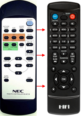 Controlo remoto de substituição para Nec LCD4020