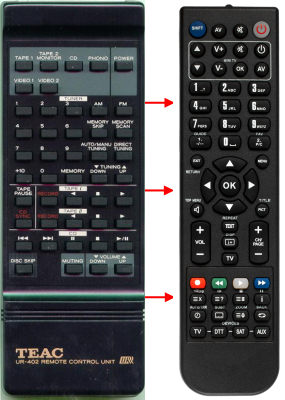 Replacement remote for Teac/teak UR-402, AGV1020, AGV1050, AGV2050, AGVS900