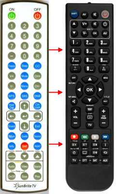 Replacement remote for SUNBRITE SB4610HD, SB3230HD, SB5510HD, SB6560HD
