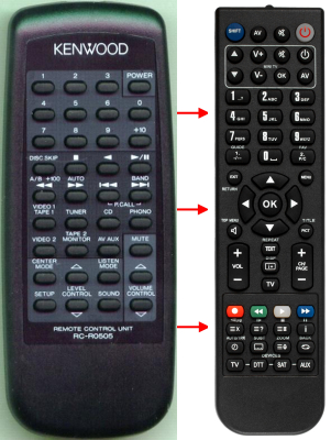 Replacement remote for Kenwood HTB200, KRV6090, RC-R0505