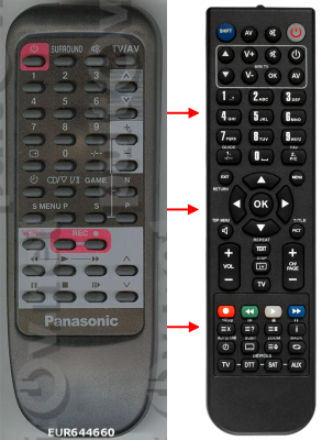 Replacement remote control for Panasonic DIMENSION74