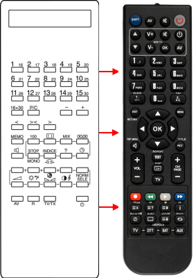 Replacement remote control for Sound Color TELECOMP.4600