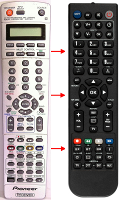 Replacement remote control for Pioneer AXD7383