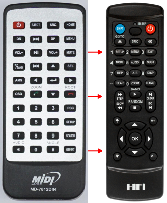 Replacement remote control for Midi MD-7812DIN
