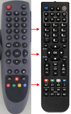 Controlo remoto de substituição para Durabrand TVCR3021T(TV+DVD)