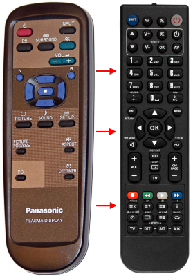 Control remoto de sustitución para Panasonic 5874122