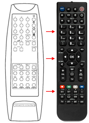 Replacement remote control for Akai 7900 010 3014