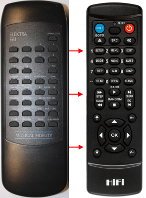 Replacement remote control for Musical Fidelity ELEKTRA E60