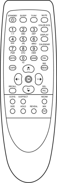 Replacement remote control for Screenvision RC TED44