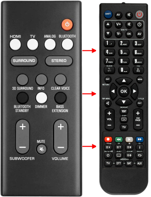 Replacement remote for Yamaha VAF7640 YAS-108 ATS-1080