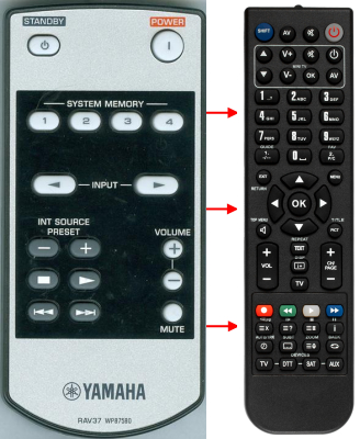 Replacement remote for Yamaha RAV37 WP87580 HTR-6290 RX-V1900
