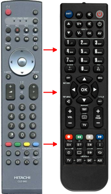 Replacement remote control for Hitachi 22LD8D10CA