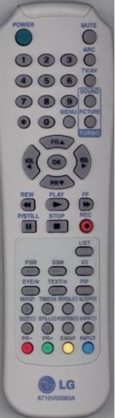 Replacement remote control for LG CT21Q92