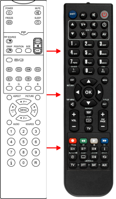 Replacement remote control for Teleview RP55-27ME MIRAI