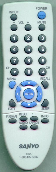 Replacement remote for Sanyo DP19657, GXCA, DP15657