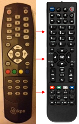 Replacement remote control for Kpn RE-2100T