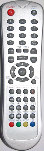 Replacement remote control for Audiosonic TFDVD1515
