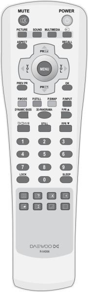 Replacement remote control for Daewoo DLP32C3