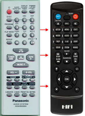 Replacement remote for Panasonic SC-AK640