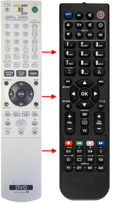 Replacement remote control for Sony RDR-GXD455