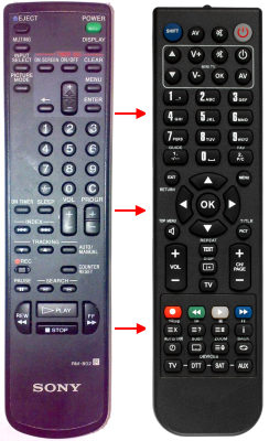 Replacement remote control for Sony RM-802 4B1