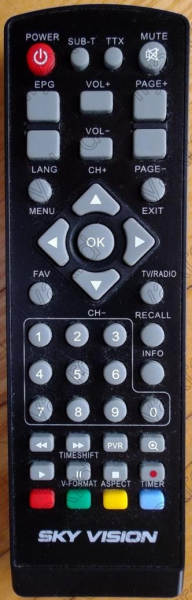 Replacement remote control for Sky Vision T2202HD